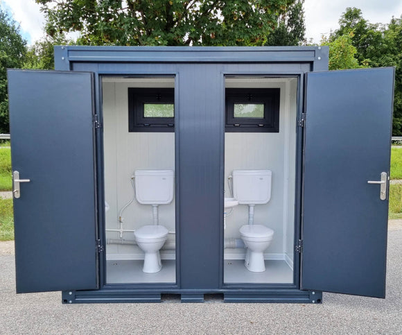 CONTENEDOR SANITARIO WC - URINARIO- CON DOBLE CABINA PARA (HOMBRE Y MUJER) 240X120M