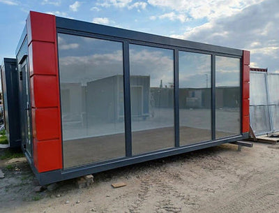 CONTENEDOR DE OFICINA OPEN SPACE 3 X 6 CON VITRINAS