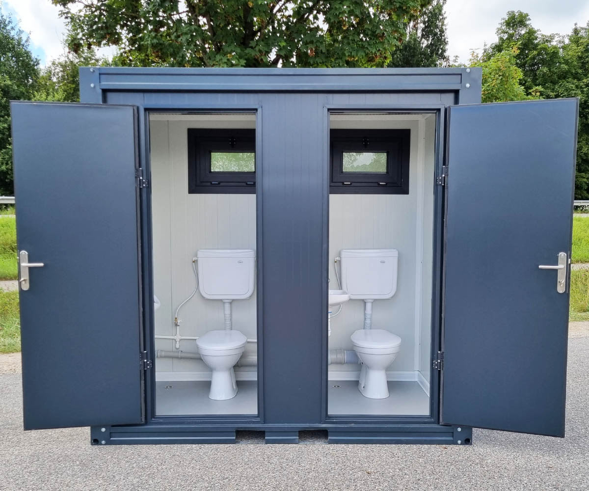 CONTENEDOR SANITARIO WC - URINARIO- CON DOBLE CABINA PARA (HOMBRE Y MUJER) 240X120M